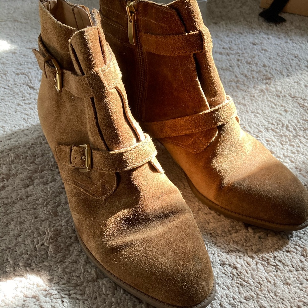 Franco Sarto Chestnut Suede Ankle Boots